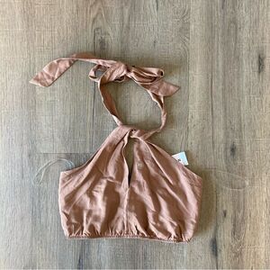 NWT Pacsun Tan Womens Crop Halter Top XS